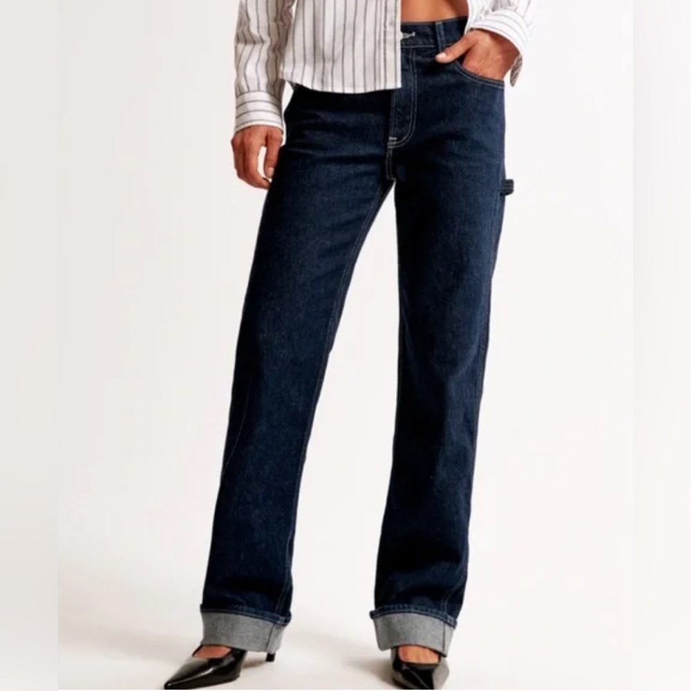Abercrombie Low Rise Baggy Jean in Dark Rinse Utility - Size 31